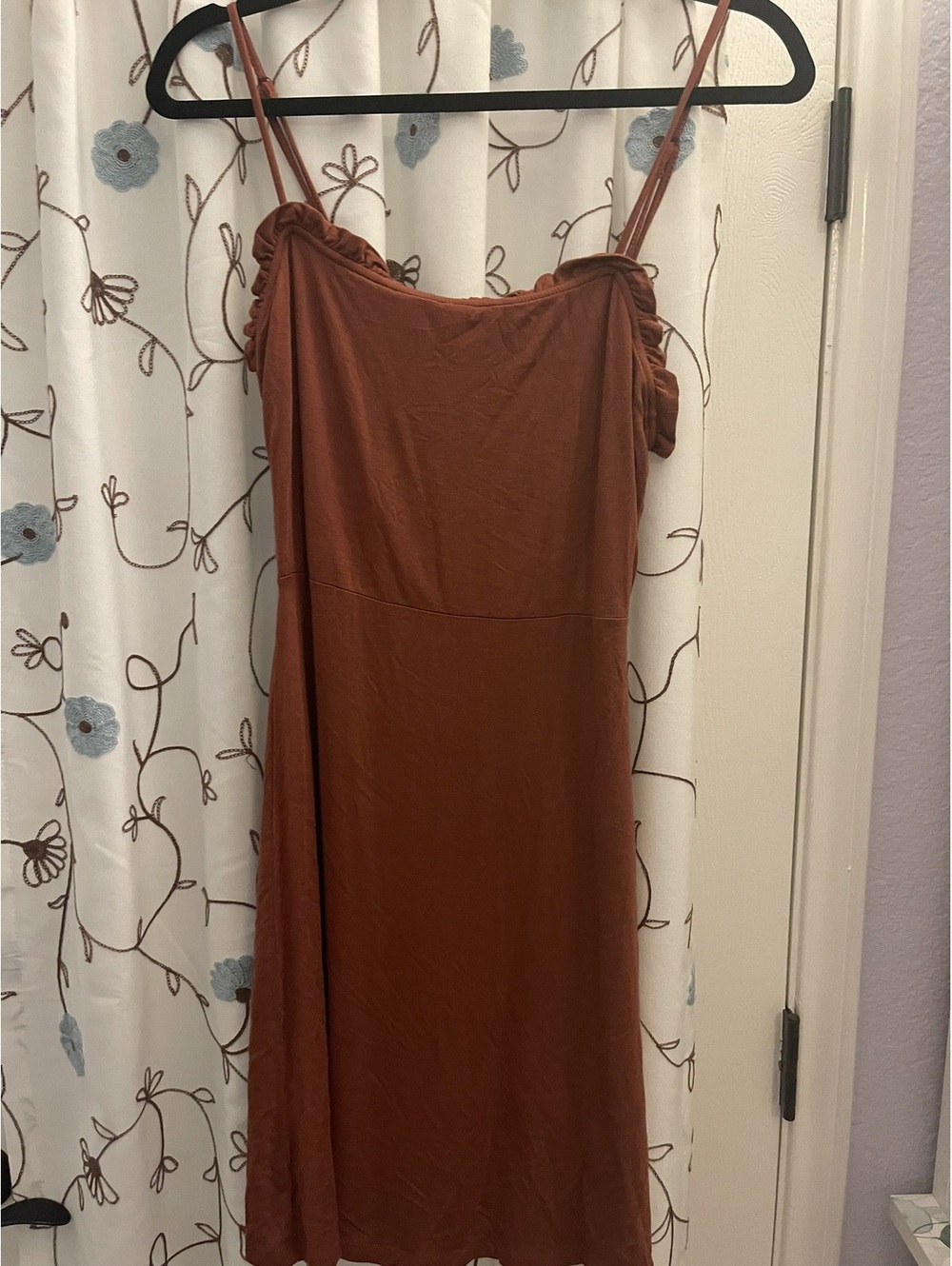 Volcom | S | Rust Brown Ruffle Trim Slip Dress - Picture 2 of 6